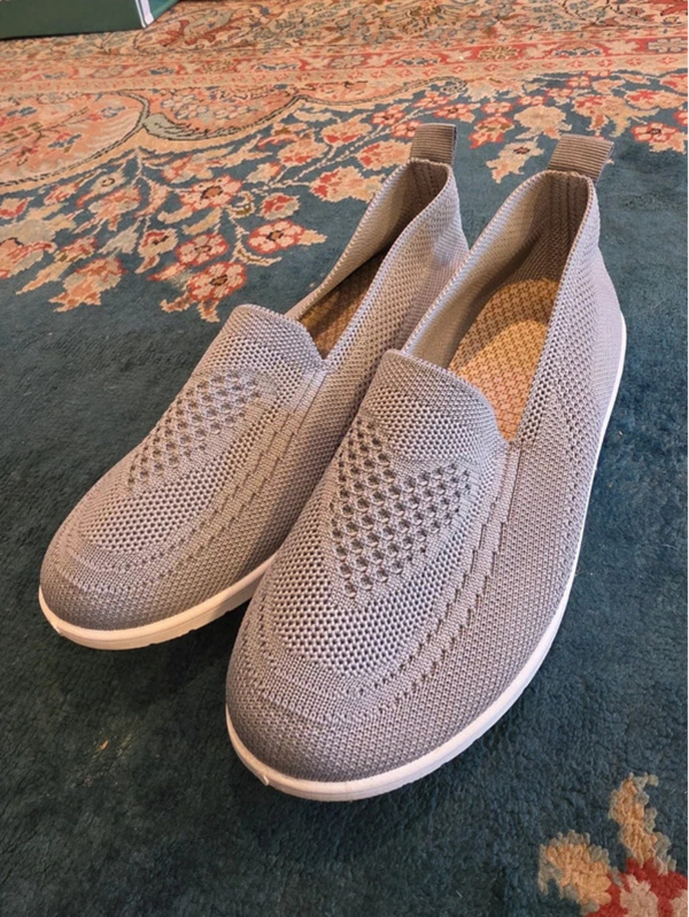 Comfort Gray Knit Slip-On Sneakers - Size 6.5 (Fits 6-7)